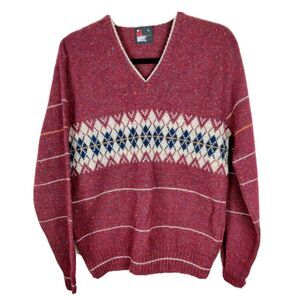 Vintage Robert Bruce Geometric Pattern Multicolored Sweater Mens Large USA
